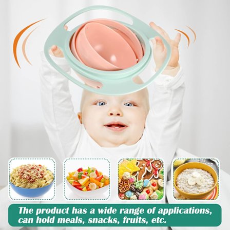 Gyro Bowl Anti-Spill Skål Glatt 360 Graders Spising Underholdning, Skåler Sett, Småbarnsskåler, Ikke-Spillende Fôring Småbarn, 360 Rotasjon 