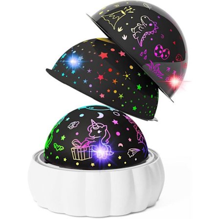 Stjernehimmelprojektor til børn - 3 temaer og 7 lystilstande - 360° roterbar for magiske effekter - sjovt legetøj til børn i alderen 3-8 år - enkelt 