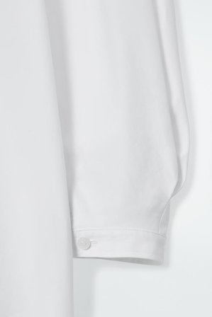 COS Women's Abito Chemisier Midi Con Collo Alla Coreana in Bianco