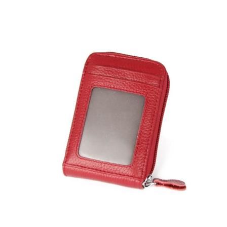 Äkta Läder Rfid Stöldskydd Korthållare Ko Läder Företag Kreditko Vinröd 11.5cm*7.5cm*2.5cm