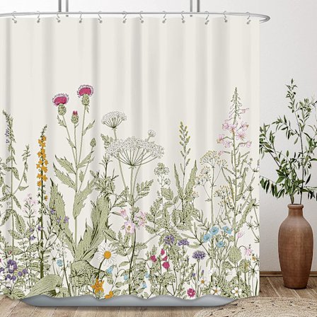 Vildbloms botanisk duschdraperi för badrumsdekor 70,8 W x