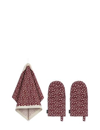 Marimekko Home Pikkuinen Unikko Kitchen Set - Burgundy - ONE SIZE