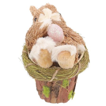 Påskehare Statue Halm Vevd Påskehare Bakgård Yard Kanin Dekorasjon (16.50X14.50X9.50CM, Farge)