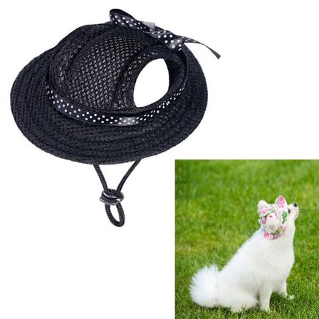 1 stk. L, sort mesh justerbar hund solhat - baseball cap med ørehuller - kæledyr sommer skygge - til udendørs sport