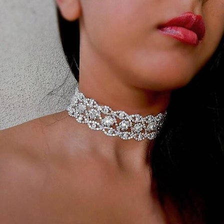 Mordely Rhinestone Choker Halsband Justerbara Silver Collar Halsband