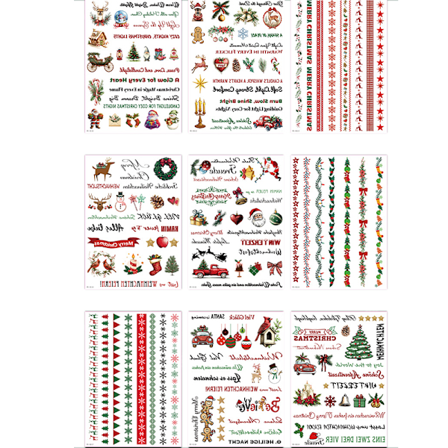 Festliga Jul Ljus Tattoo Dekaler - 9 Ark Set