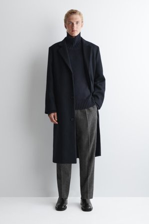 COS Men's Jersey Grueso Cashmere Con Cuello Alto in Azul