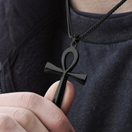 Collana con simbolo Ankh nero per uomini - Collane in acciaio