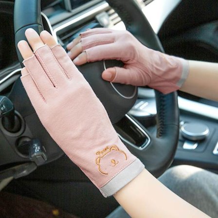 Sommar halvfinger exponerade tunna handskar för kvinnor, solskydd, UV-skydd, bilkörning, cykling, halkskydd