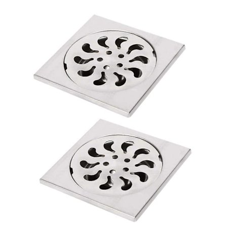 2 st Rostfritt Stål Golvbrunn, Fyrkantigt Duschgaller Duschfilter Hårfångare för Badrum, 90x90x30mm