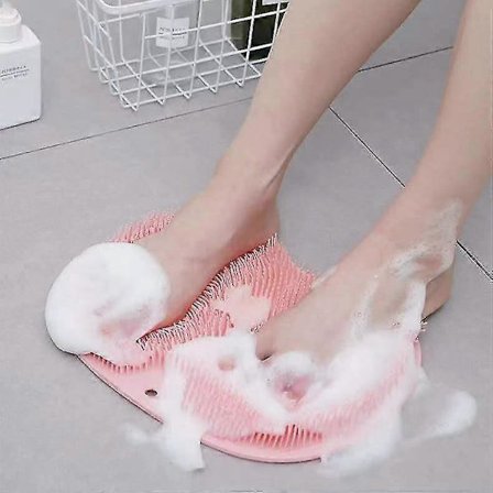 Silikone Fod Børste Skrubber Massager Brusebad Fod Børste Dyb Rengøring Eksfolierende Spa Øger Blodcirkulationen Pink