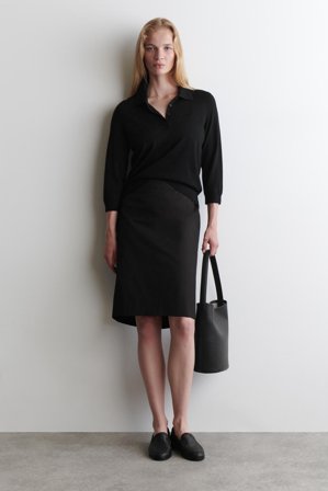 COS Women's Maglione Stile Polo In Lana Merino in Nero
