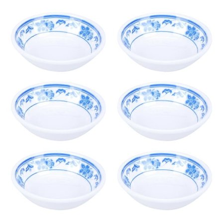 6 stk. Melamin Sovse Tallerkener Genanvendelig Sovsebeholder Lille Dyppeskål til Restaurant Hjem (Blå og Hvid)