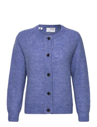 Slflulu Ls Knithort Cardigan Strikket Trøje Cardigan Blå Selected Femme