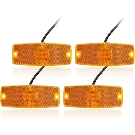 4 stk 12V/24V oransje LED-posisjonslys med reflektor, sidemarkeringslys
