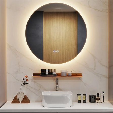 Dugfrit LED-badeværelsesspejl 60 cm med justerbar belysning og hylde