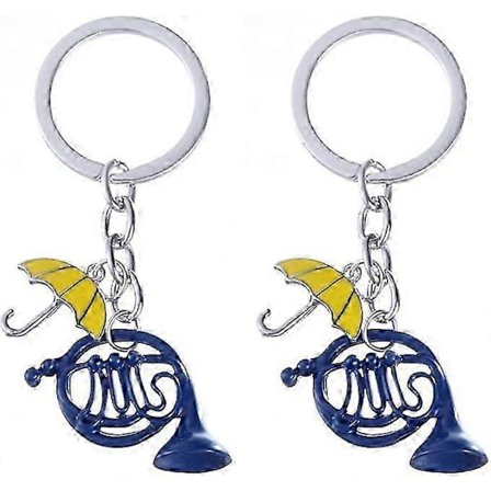 Fransk Horn Nyckelring, 2 Delar Blå Emalj Paraply Horn Hänge, How I Met Your Mother Nyckelring, Gåvor till Föräldrar, Födelsedagspresenter-Yvan
