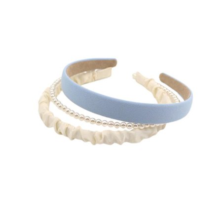 3 Eleganttia Tiaraa - Vaaleansininen, Helmi & Valkoinen Kangas, Hiuskorut, Häät & Juhlatarvikkeet