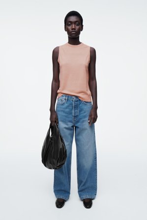 COS Women's Merino Wool-Linen Blend Tank Top in Orange