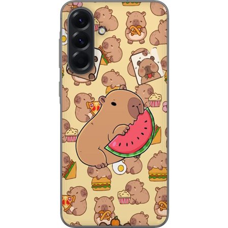 Kompatibel Mobilcover til Samsung Samsung Galaxy A56 SÃ ̧de capybaraer nyder vandmelons pizza og popcorn i et varmt og legesygt design, der spreder 