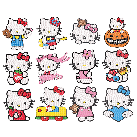 12 stk. HelloKitty Tegneserie DIY Diamantklistremerker
