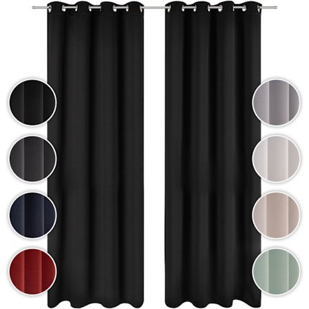 Set med 2 mörkläggningsgardiner Opaque - Gardiner med öljetter