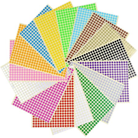 16 Ark 1/4 tommer Selvklæbende Runde Prik-klistermærker Koder Etiket 6528 Prikker