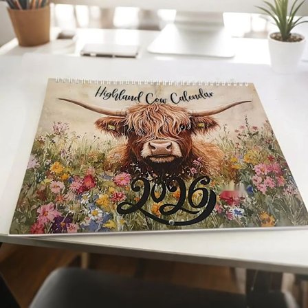 2026 Highland Cow Veggkalender - Skotsk Ku Daglig Planlegger, Årlig Skjema og Månedlig Notatbok