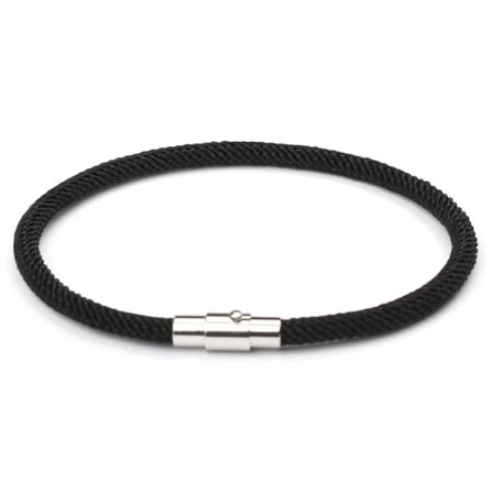 Musta käsintehty kangasrannekoru Köyden miesten bout -metalli solki