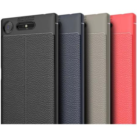 Xperia Xz1 Stöttåligt & Stötdämpande Skal Leatherback Svart