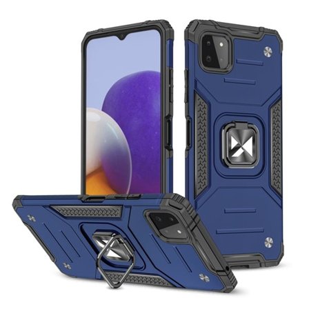 Wozinsky Ring Armor Case Kickstand Kova Rugged Cover for Samsung Galaxy A22 4G sininen