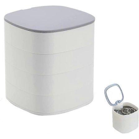 Roterende smykkeskrin, 4-lags rejsesmykkeskrin, roterende rejsesmykkeskrin, 4 lag smykkeskrin, egnet til ringe, øreringe, armbånd, halskæder