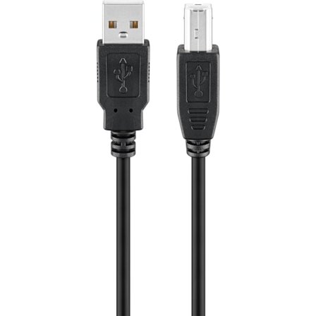 USB-A till USB-B-kabel, 1,8 m, svart