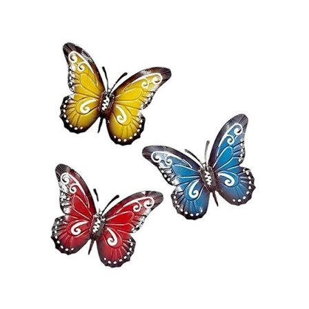 3 stk Metall Sommerfugl Metall Sommerfugl Veggdekor Metall Sommerfugl Veggkunst Metall Sommerfugl Hage Veggdekor for Hage Gård Gjerde Stue Soverom 