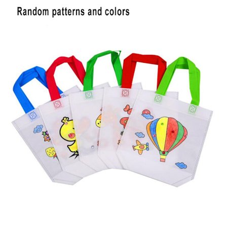 5 sæt gør-det-selv-graffiti-taske og farvemarkører Håndlavet maler-ikke-vævet taske til børn Kunsthåndværk Farvefyld Tegnelegetøj