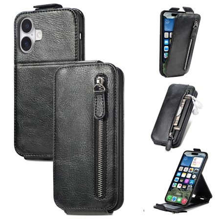 SKALO iPhone 16 Vertical Flip Cover - Sort