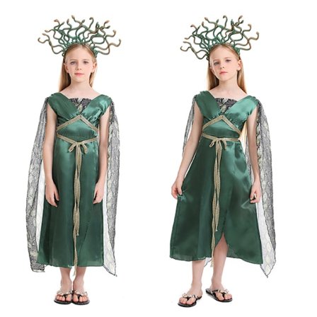 Jentekostyme Medusa med Medusa-hodeplagg