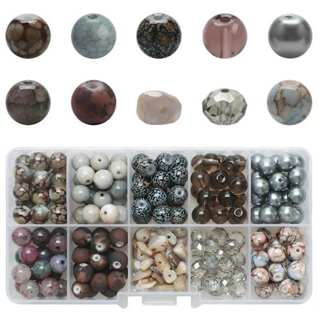 8MM krystal runde perler grus gradient farve 10 gitter boxed glas perler kombination diy håndlavet perlearmbånd