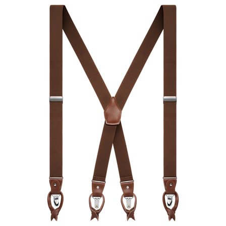 Vexel | Breite dunkelbraune verstellbare X-Rücken Hosenträger für Männer - Hosenträger mit Clips