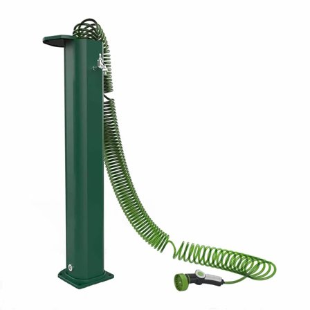 Fontana da giardino Arkema Garden Surprise a colonna in alluminio con flessibile estraibile e pistola irrigazione verde
