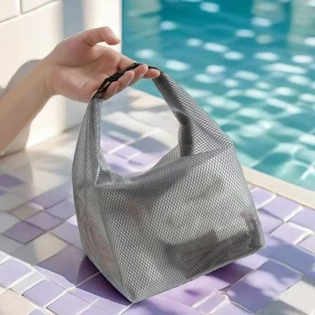 2 Stykker Vandtæt Samletaske med Stor Kapacitet, Bærbar Rejse, Vask Makeup Tøj Gennemsigtig Mesh Øje, Samletaske (Grå, Stor), 6cm