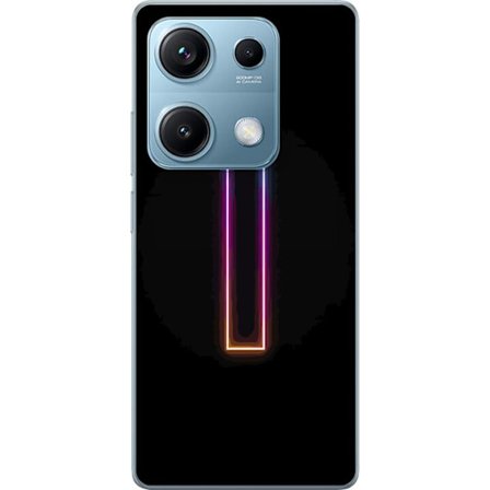 Kompatibel Mobilcover til Xiaomi Xiaomi Redmi Note 14S Minimalistisk neonbogstav I i regnbuefarver mod mørk baggrund