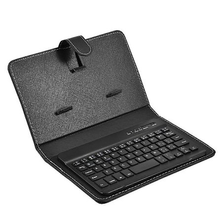 Bluetooth Mini Trådløst Tastatur med PU Lærveske for Smarttelefon Nettbrett 4.5 Tommer - 6.8 Tommer Rec