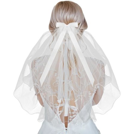 Brude Slør med Kam, Kort 2 Lag Tulle Brude Slør Krøllet Brude Katedral Slør Blomsterpige Slør