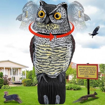 Owl Decoy with Rotating Head – Garden Decoration & Outdoor Statue for Patio