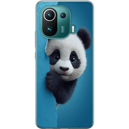 Kompatibelt Mobilskal till Xiaomi Xiaomi Mi 11 Pro Söt panda som tittar fram genom papper i mjuk 3D-illustration