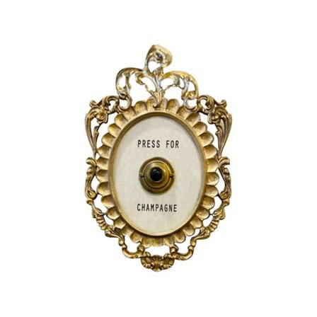 Dekorativ dørklokke, Champagne dekorativt skilt, 9 tommer høy x 5,5 tommer bred, gull og hvit maling i harpiks (FMY)