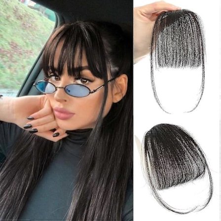 Luggs Hair Clip, 100% Real Human Hair, Thin Bangs, Clip in Air Bangs for Women, Curved Bangs