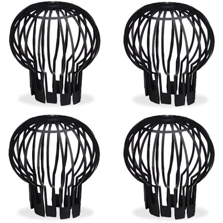 Nedløpsrørsdeksel, 4-pakning, Plastkurv, Løvfanger for takrenne, Regnrørsdeksel, Takrennedeksel, Ø 13 cm, svart[HK]