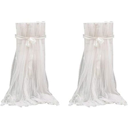 2 stk tyl stolebetræk lange sløjfer mesh fluffy tutu stol nederdel Slipcovers til brudebruser bryllup baby shower indretning (hvid)